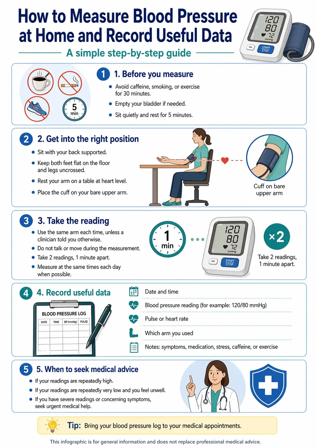 Infographic about home blood pressure monitoring