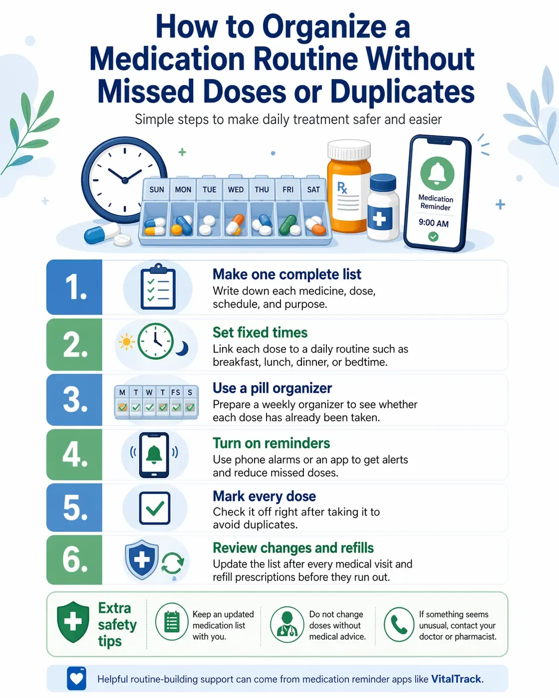 Infographic about organizing a medication routine
