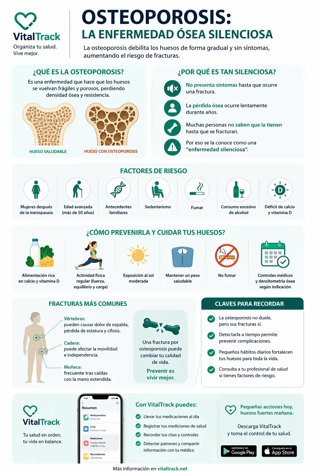Infografía sobre la osteoporosis y la salud ósea