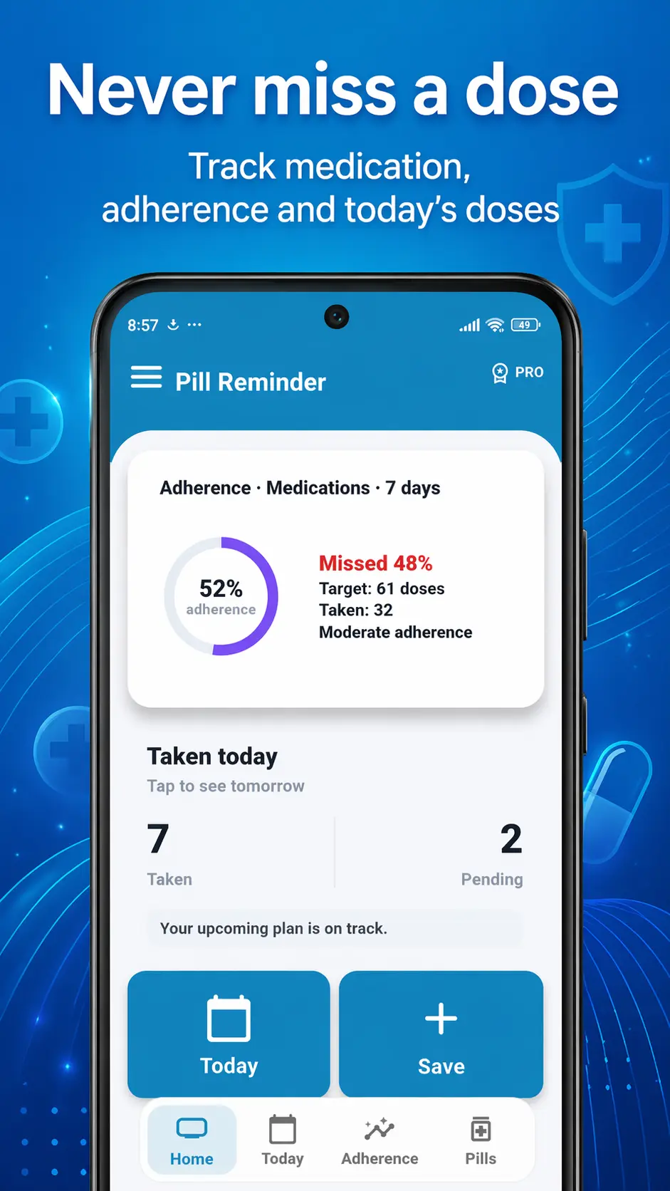 Medication reminders and today doses flow