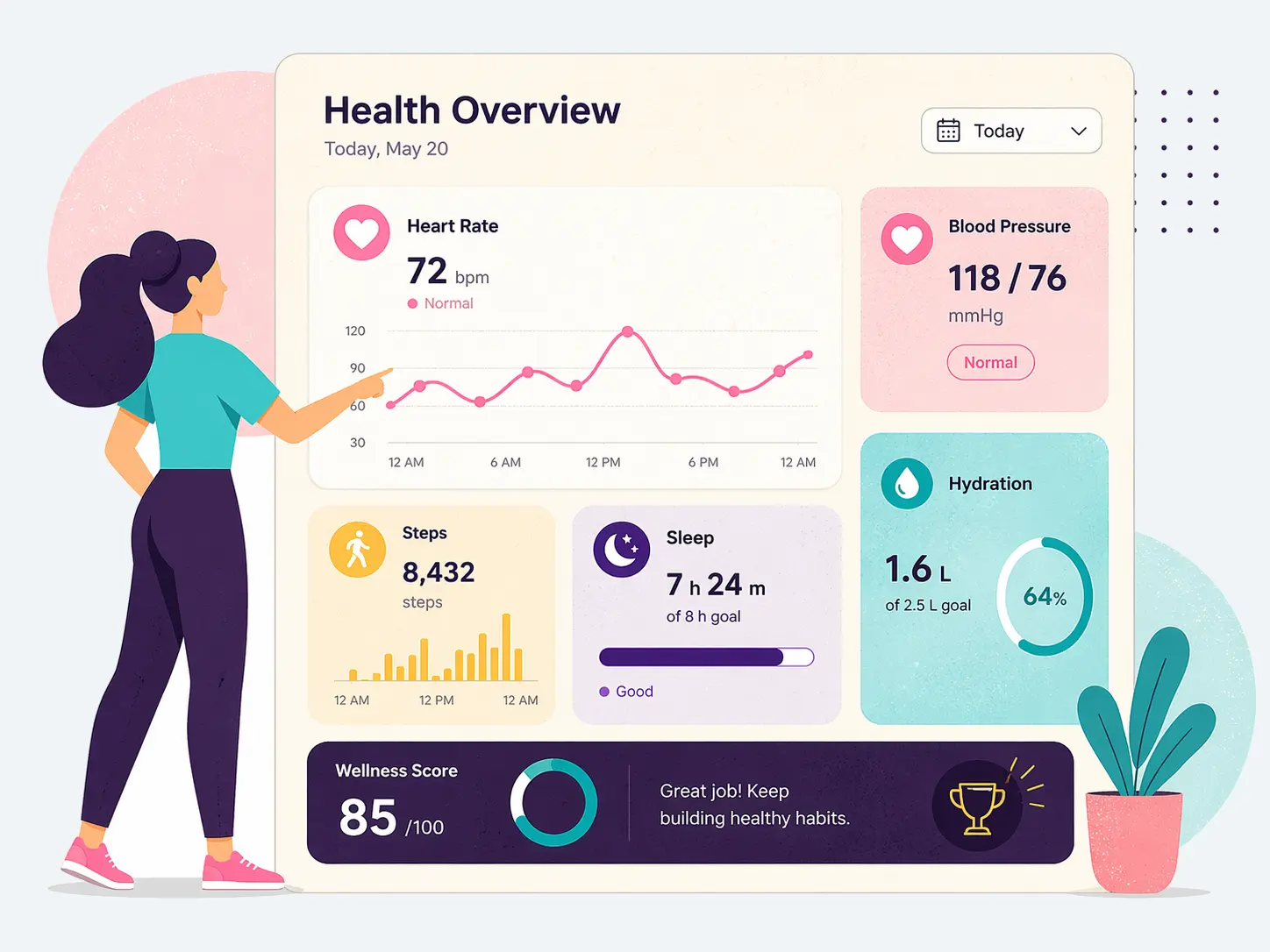 VitalTracking health readings illustration